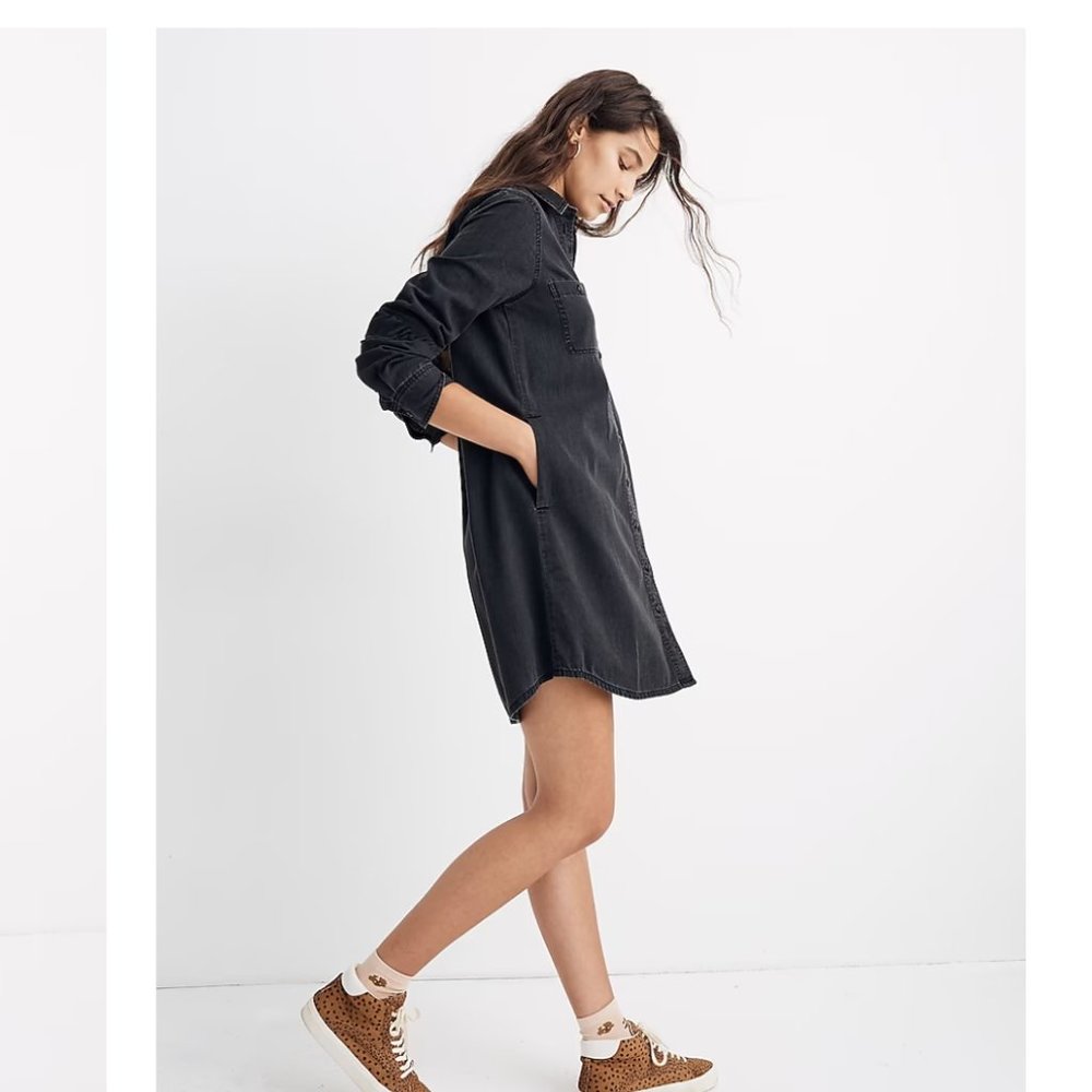 Madewell Black Denim Shirt-Dress (XXS)